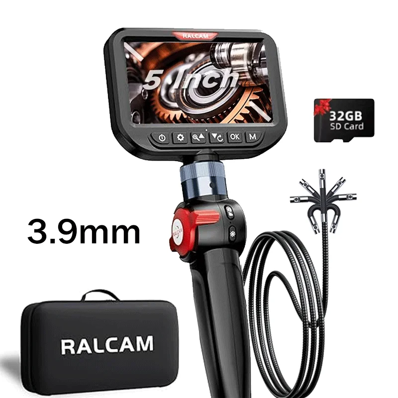 

Ralcam Two-Way Articulating Borescope, Industrial Inspection Endoscope Camera with Light, 5inch HD Waterproof Flexible Articulat