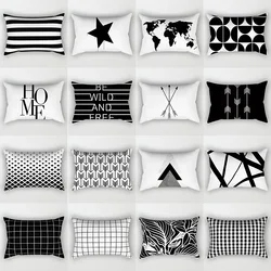 Black White Geometric Cushion Cover Safety Friendly Home Decor Map Pillow 30x50cm Case Smooth Pillowcase Soft Pillowslip