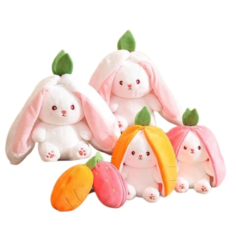 Juguete de peluche de conejo de zanahoria y fresa para niños, juguete creativo de 18cm, con forma de fruta, transformable