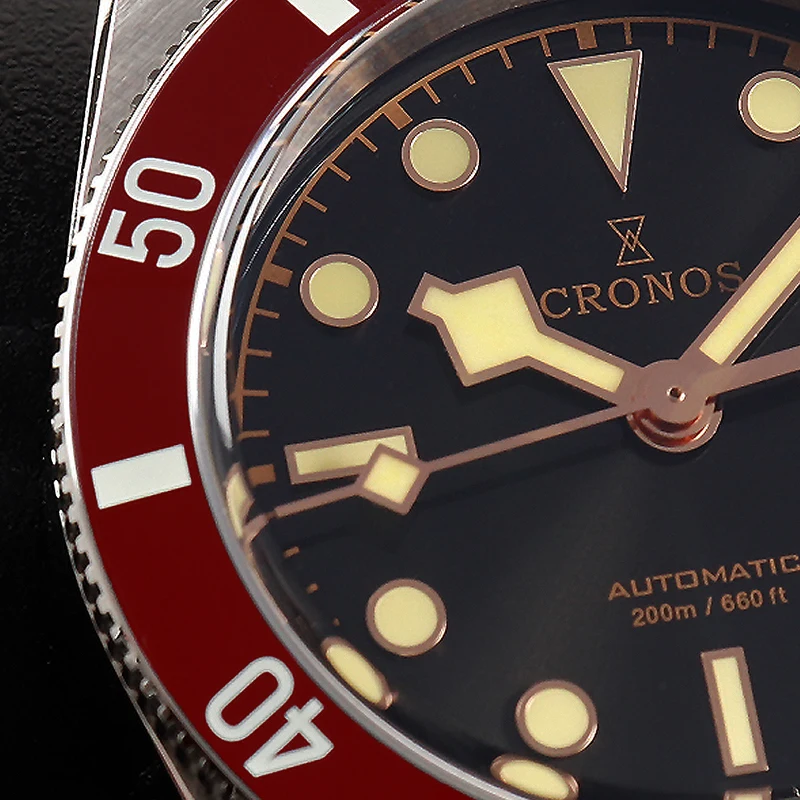 Cronos Luxury Men Watch 39mm Diver BB54 Vintage Automatic Wristwatches Female End Links Sapphire 20 Bar L6052M NEW