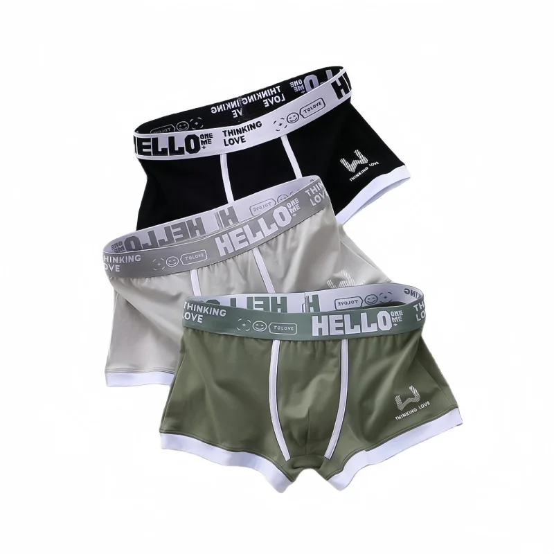 Männer Boxershorts Baumwolle atmungsaktive anti bakterielle Höschen Brief druck Unterwäsche lose mittlere Taille Sport lässige Unterhose