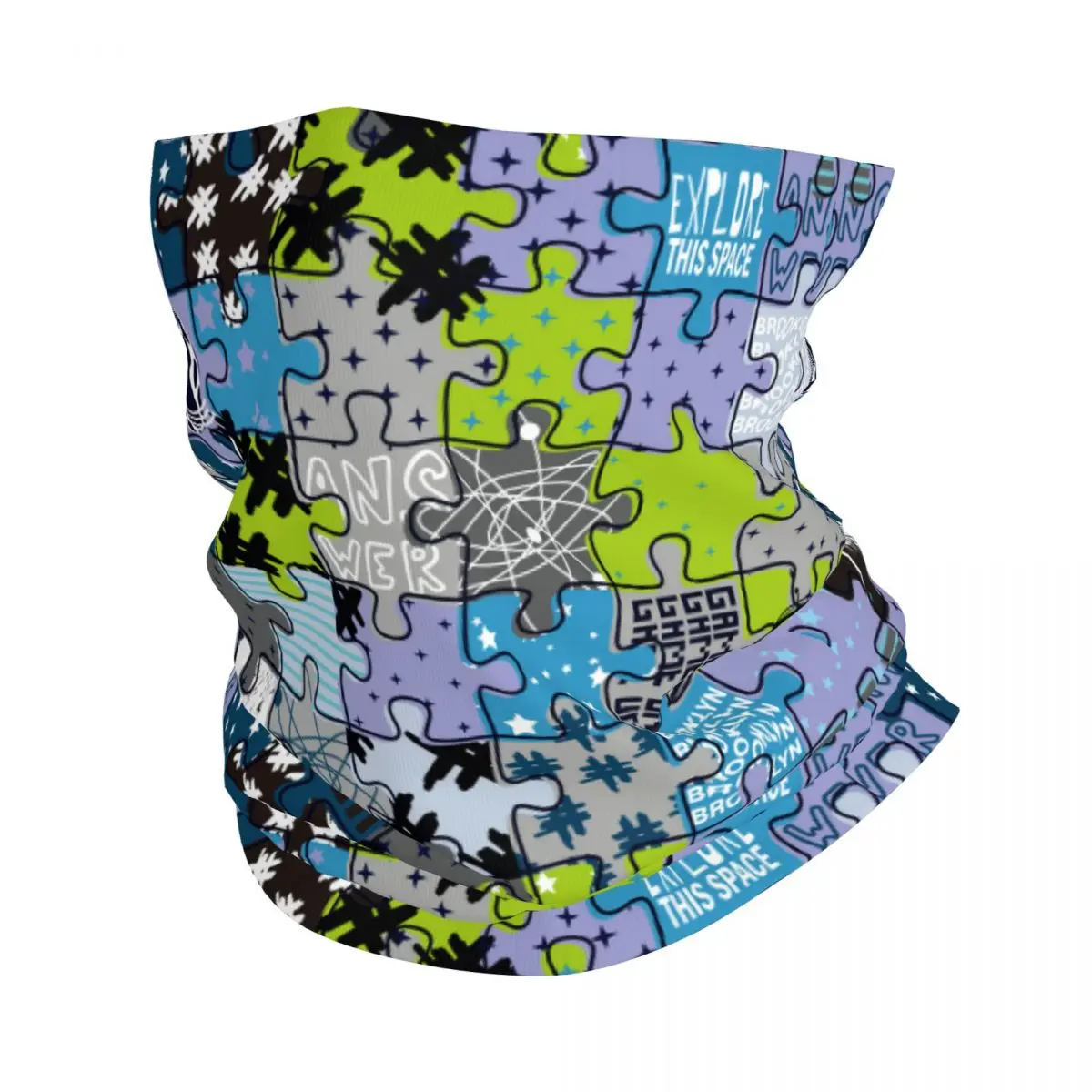 Jigsaw Puzzle Scarf Neckerchief Neck Face Mask Polyester