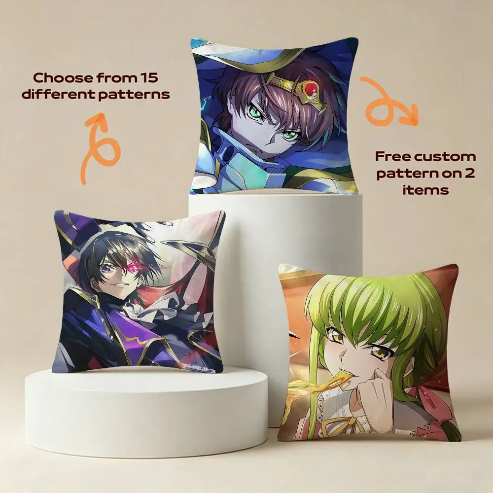 L-Lelouch-CC Anime C-Code Geass Square Sofa Pillow Cover Solid Color Living Room Home Decor Cushion Case