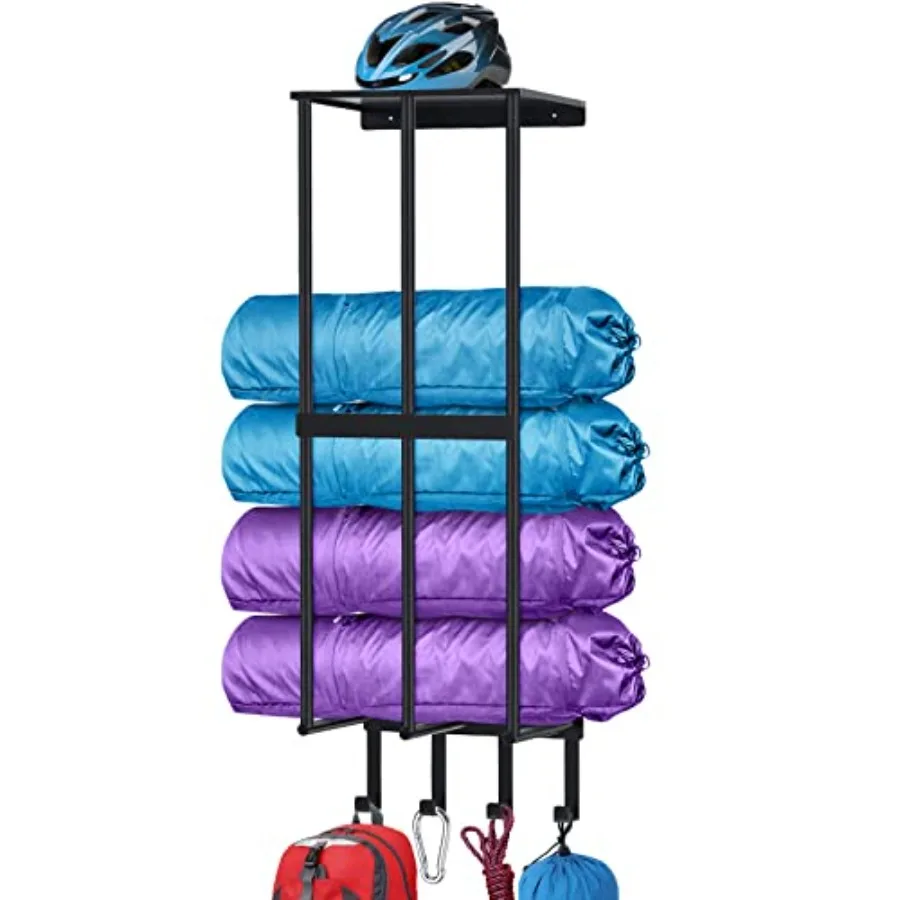 

Camping Chair Wall Storage for Garage, Metal Camping Chair Storage Rack Wall Holder, Floating Shelf, 4 Hooks, Stainless Steel,