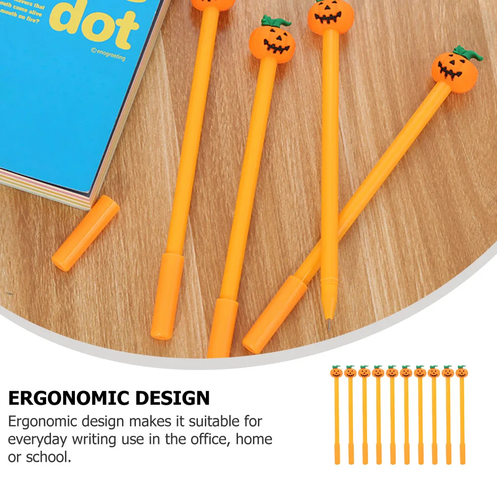 

10 шт., гелевые чернильные ручки с тыквой и черепом на Хэллоуин, гладкие ручки для письма в мультяшном стиле, офисные школьные канцелярские принадлежности, подарки