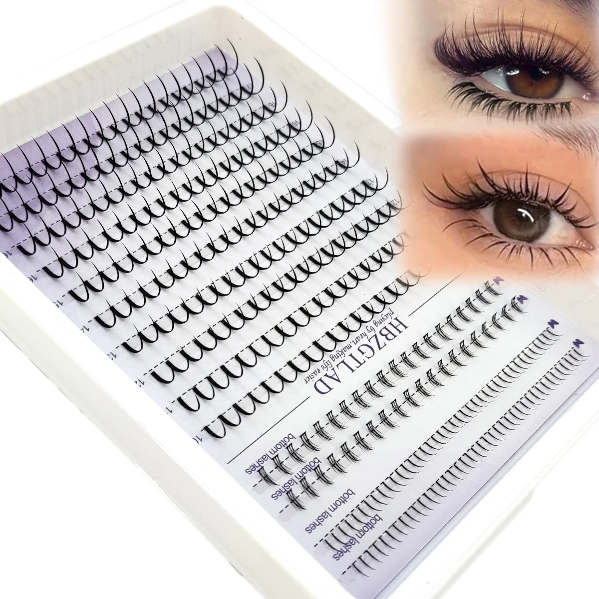 HBZGTLAD Sztuczne Rzęsy Extra Długie Sztuczne Rzęsy Zestawy Rzęs Przedłużacze do Rzęs Grzywka i Rzęsy z Końcówką DIY Rzęsy Fairy/Manga