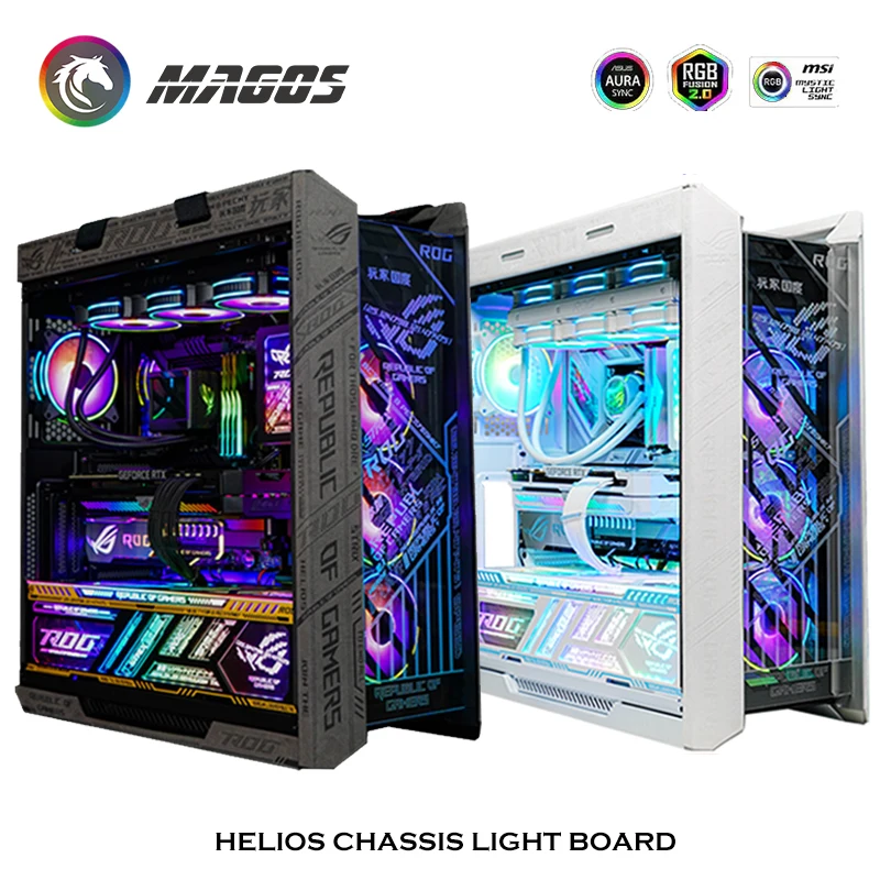 MOD PC Case Panel RGB Lighting Board Backplate For Asus ROG Strix Helios Case,Support M/B SYNC,5V ARGB UV Mirror Customization