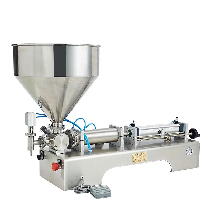 Máquina de llenado neumática de un solo cabezal al por mayor de fábrica para crema cosmética, pasta, mantequilla de cacahuete, kétchup y bebidas en envases de vidrio de 10-100 mm