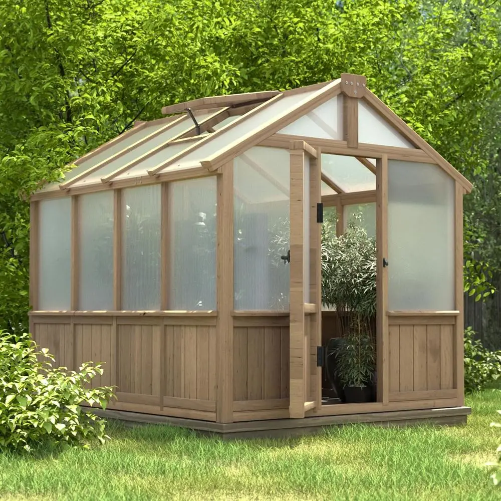 

6' x 8' Outdoor Polycarbonate Greenhouse with Adjustable Vent, Light Mocha Brown