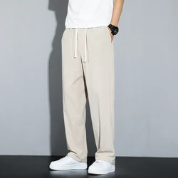 Summer Men's Cotton and Hemp Casual Pants Comfortable Trendy High Street Loose Large Breathable Hombre Fashion Versatile Pants