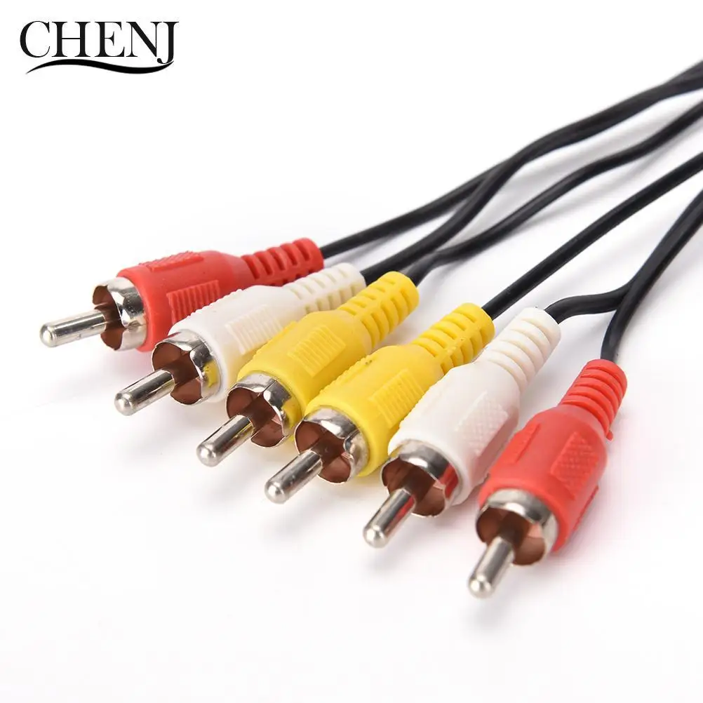 Hot 3 RCA Male To 3 RCA Male Composite Audio Video AV Cable Plug 1M Audio/Video Cables