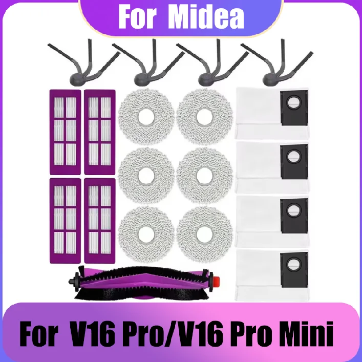 For Midea V16 Pro / V16 Pro Mini Robot Vacuum Cleaner Eureka J15 Max Ultra Roller Brush Hepa Filter Dust Bag Rag spare parts