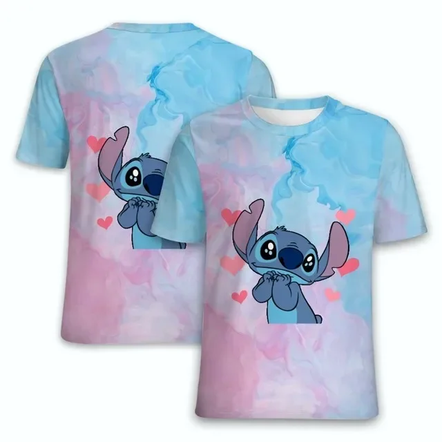 2024 New Disney Lilo And Stitch Cartoon 3D Print T-Shirts Men Women Casual Fashion T Shirt Children Boy Girl Tees Tops