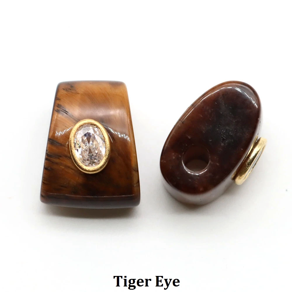 Axtförmige Naturstein-Kristallperlen mit Großem Loch, Eingelegter Zirkon, Lose Abstandsperlen für DIY-Armband- und Halsketten-Schmuckherstellung – Detail 17