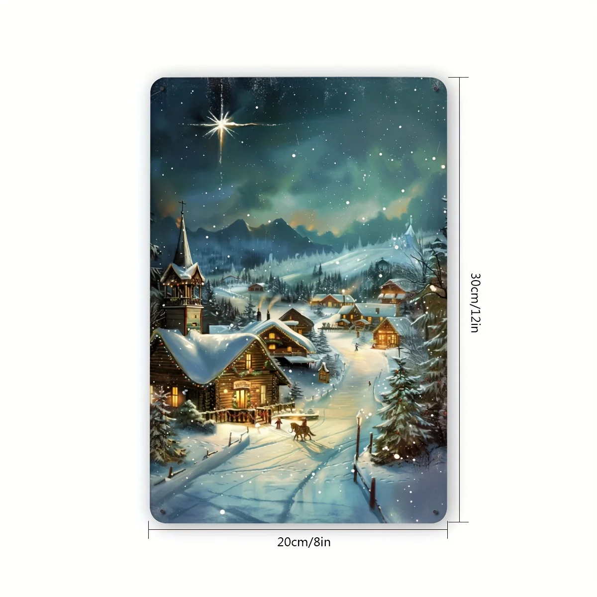 Charming Village Christmas Metal Tin Sign - 8x12 Inches, Perfect for Indoor & Outdoor Decor, Ideal for Home, Bar, Cafe, or Garag