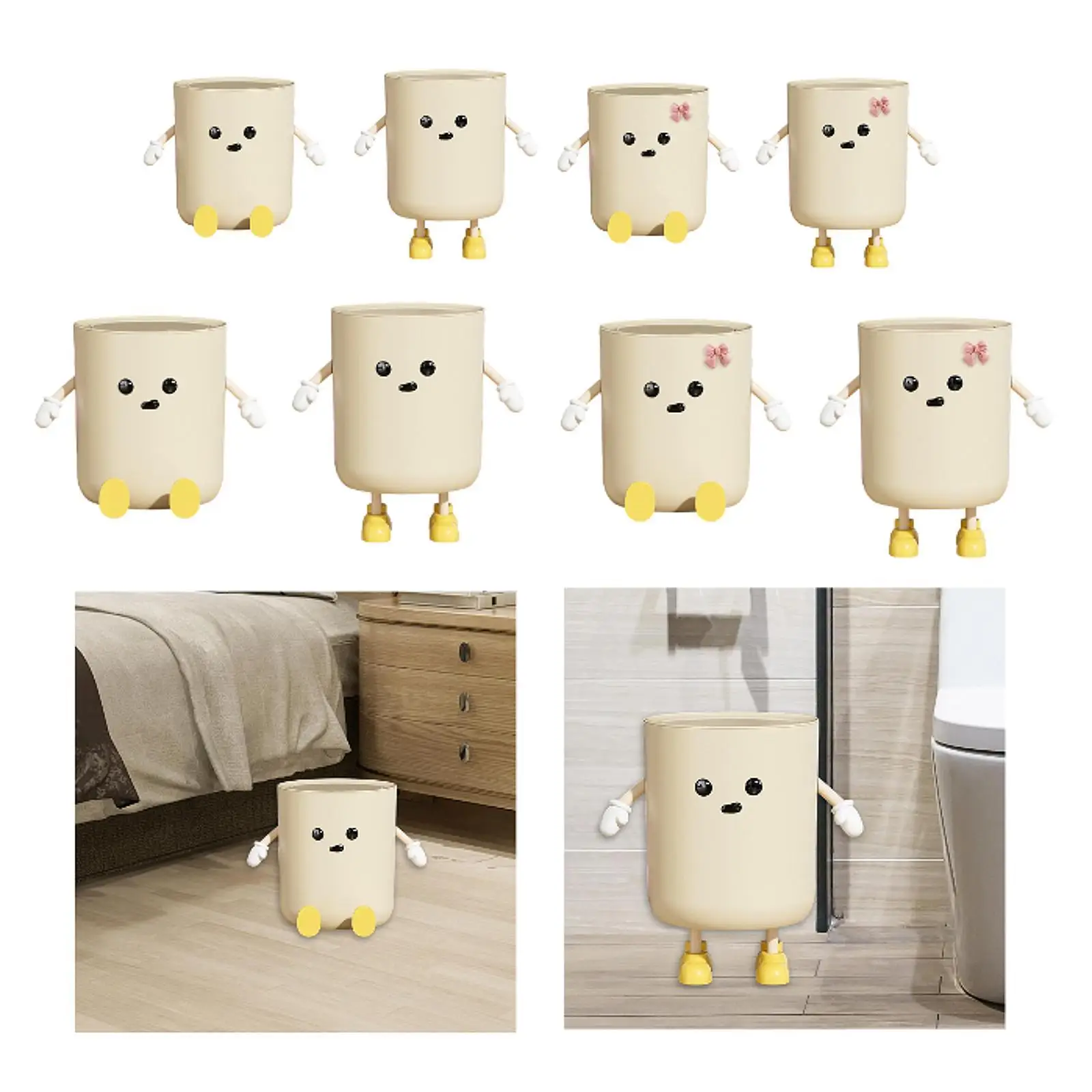 Adorable Trash Can with Lid Kitchen Trash Bin Trendy Unique Wastebasket Dustbin