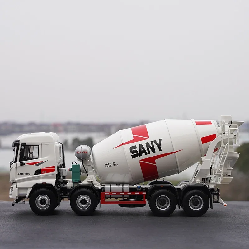 Original Factory 1:24 SANY Sany 8 * 4 Concrete Mixer Truck Model, Cement Tanker Truck, Sany Mixing Alloy Construction Vehicle Mo