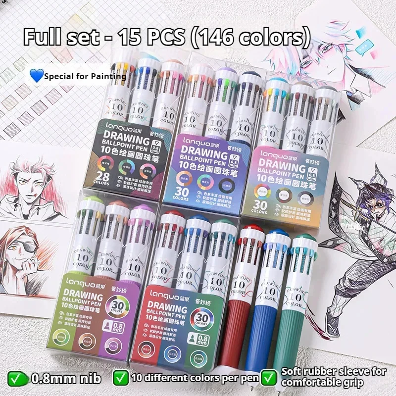 Languo canetas esferográficas 28 cores dos desenhos animados 0.8mm imprensa de aperto macio multicolorido para escrever desenho sobreposição material escolar papelaria