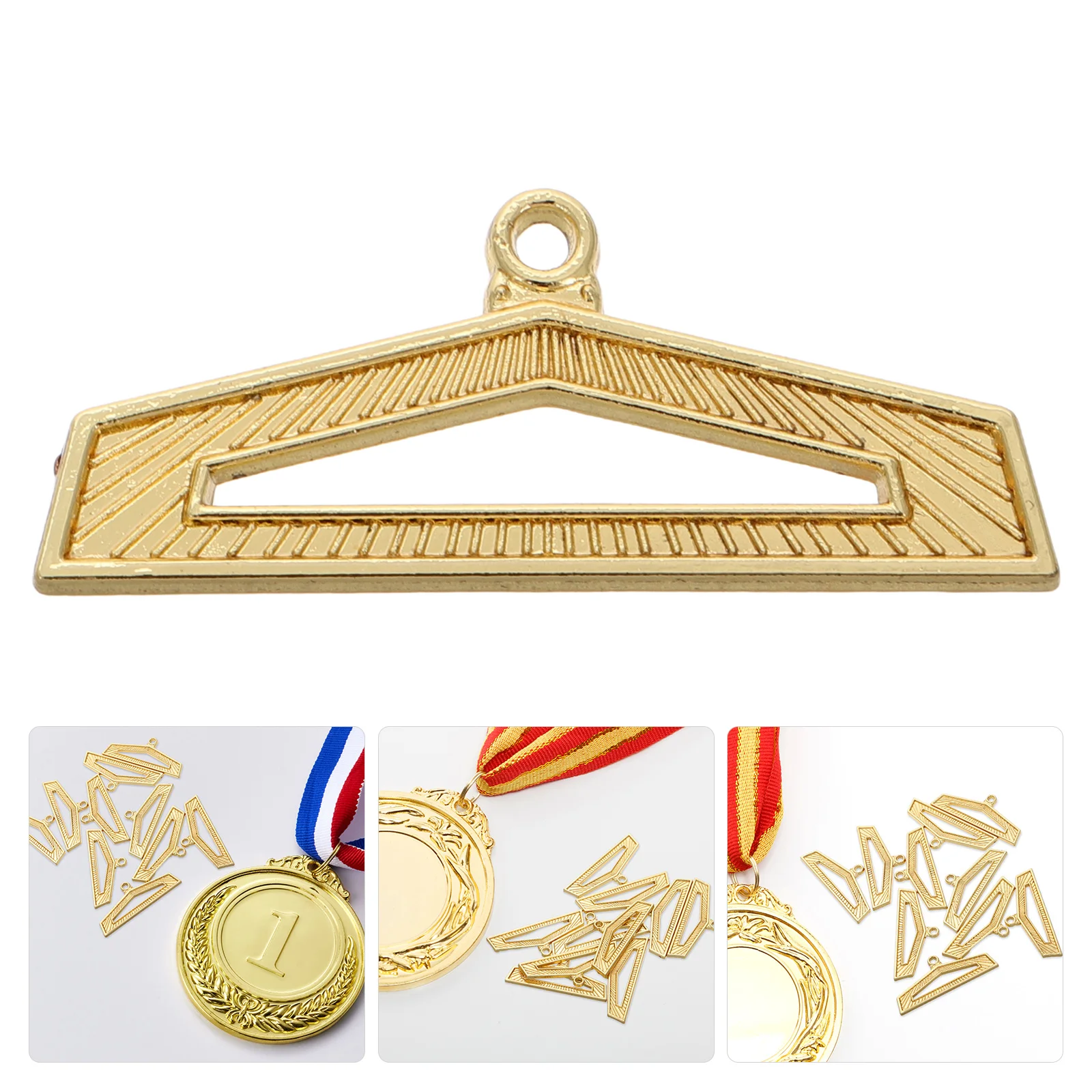 

10Pcs Sports Event Medal Buckle Ribbon Metal Flat Rectangle Rings Secure Attachment Medal Hanger Display Versatile Race Award