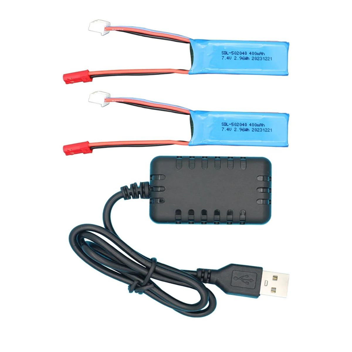 

KKZ-2шт Аккумулятор 7,4 В 400 мАч с USB-кабелем для Wltoys K969, K989, 284161 , 284131 , 284010 Детали для обновления радиоуправляемого автомобиля