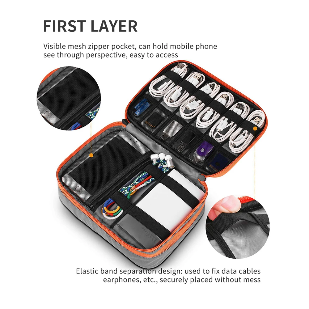 Electronic Organizer Travel USB Cable Accessories Bag/Case,Waterproof for Power Bank,Charging Cords,Chargers,Phones Flash Drive