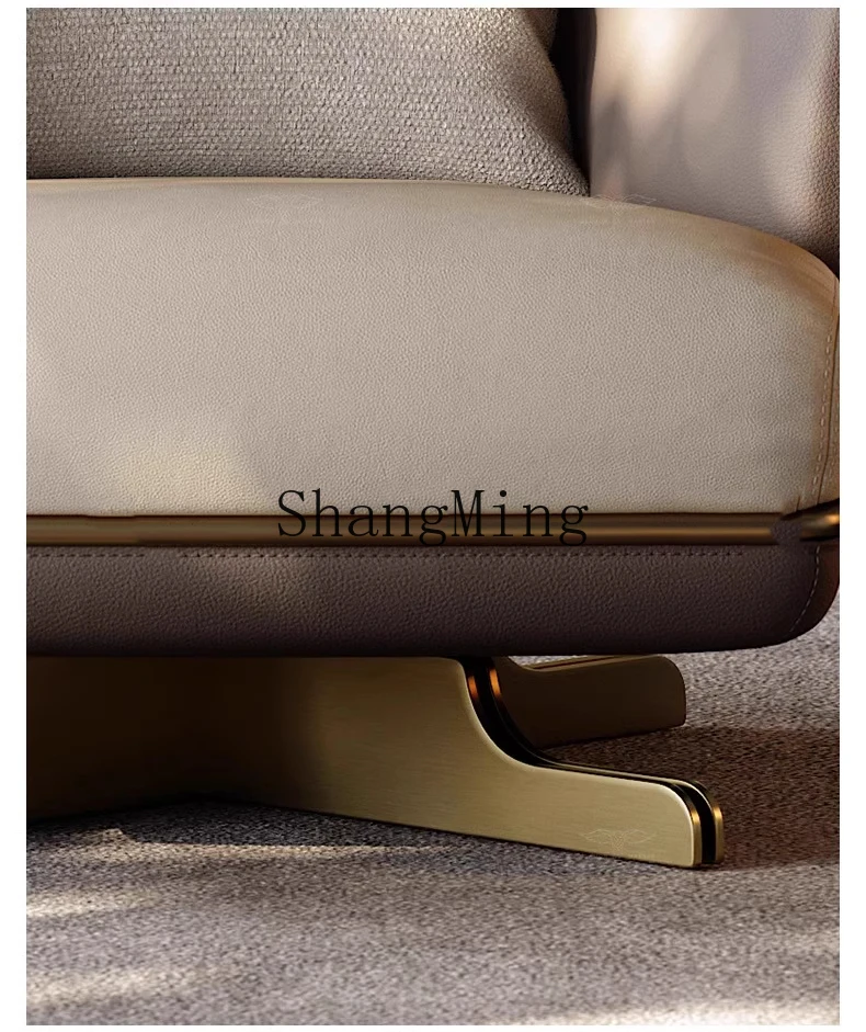 HJ new modern home leather living room balcony leisure chair light luxury rotating seat