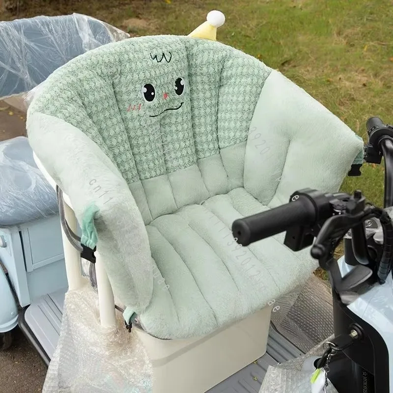 Winter Thickened Velvet Tricycle Seat Cushion, Integrated Waist & Back Support Pad, Warm Cushion for Long Time Sitting