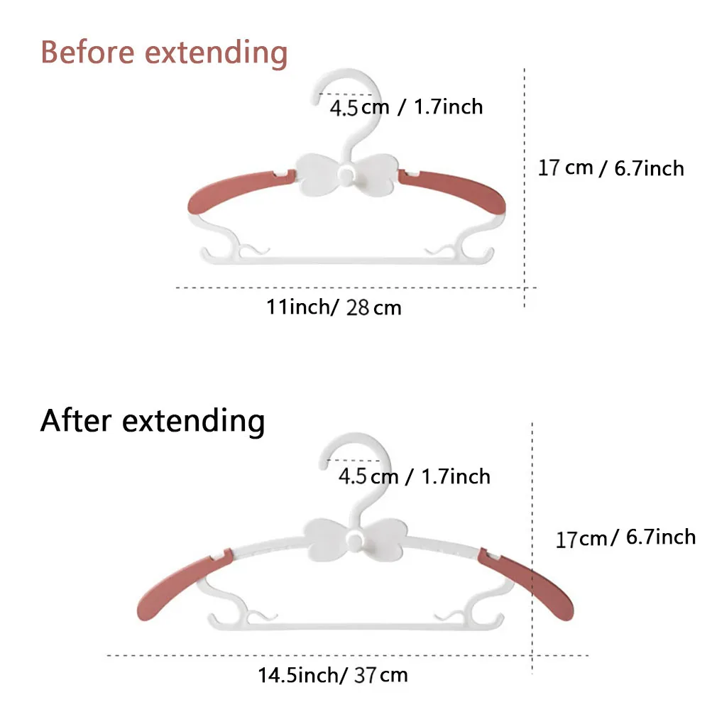 Adjustable Bow-Design Children's Hanger – Stackable and Telescopic (5-Level Adjustment, 11–14.5 Inches); Suitable for Ages 0–18