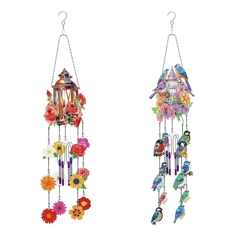 

Wind Spinner DIY Diamond Art Painting Wind Chime Double Sided Hanging Ornament For Decor Wind Spinners 2 Pieces