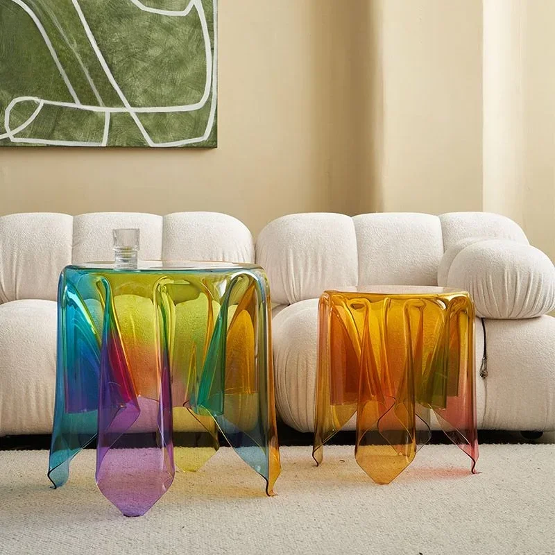 Modern Acrylic Art Side Coffee Table Creative European Style Home Club Living Room and Bedside round Side Tables