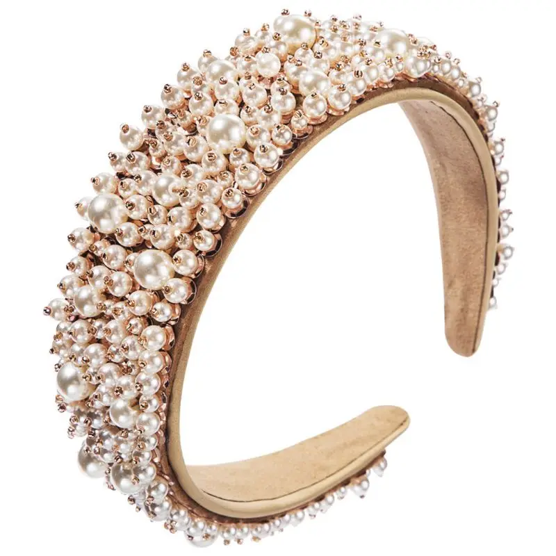 

Delicate Faux Pearl Headbands Durable Hair Hoops with Wide Side for Sparkle Headbands for Women Bling Headband for Girl