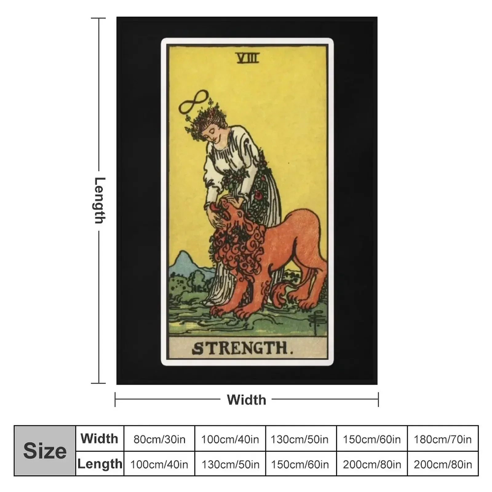 VIII. Strength Tarot Card Throw Blanket couch cozy soft plush fuzzy picnic outdoor blanket
