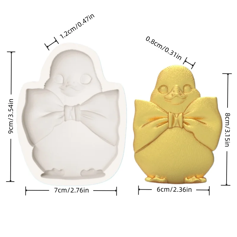 Duckling Mold with Bow Tie, Cute Duckling-Shaped Mold, High-Appearance Dessert Cake Chocolate Decoration Making Mold