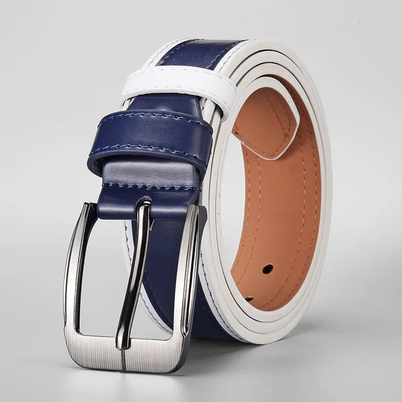 120CM  Green Men Simple Belt Cross border PU Leather Youth Fashionable Pin Buckle Business Casual High end Trousers Accessories