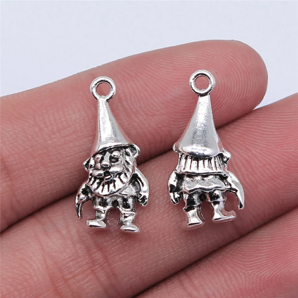 10pcs/lot 23x10mm Santa Claus Charms For Jewelry Making Antique Silver Color 0.91x0.39inch