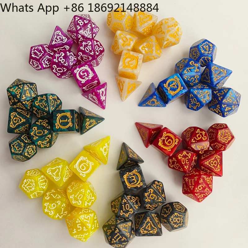 7-Piece Polyhedral Dragon Pattern Dice Pattern Dice Set