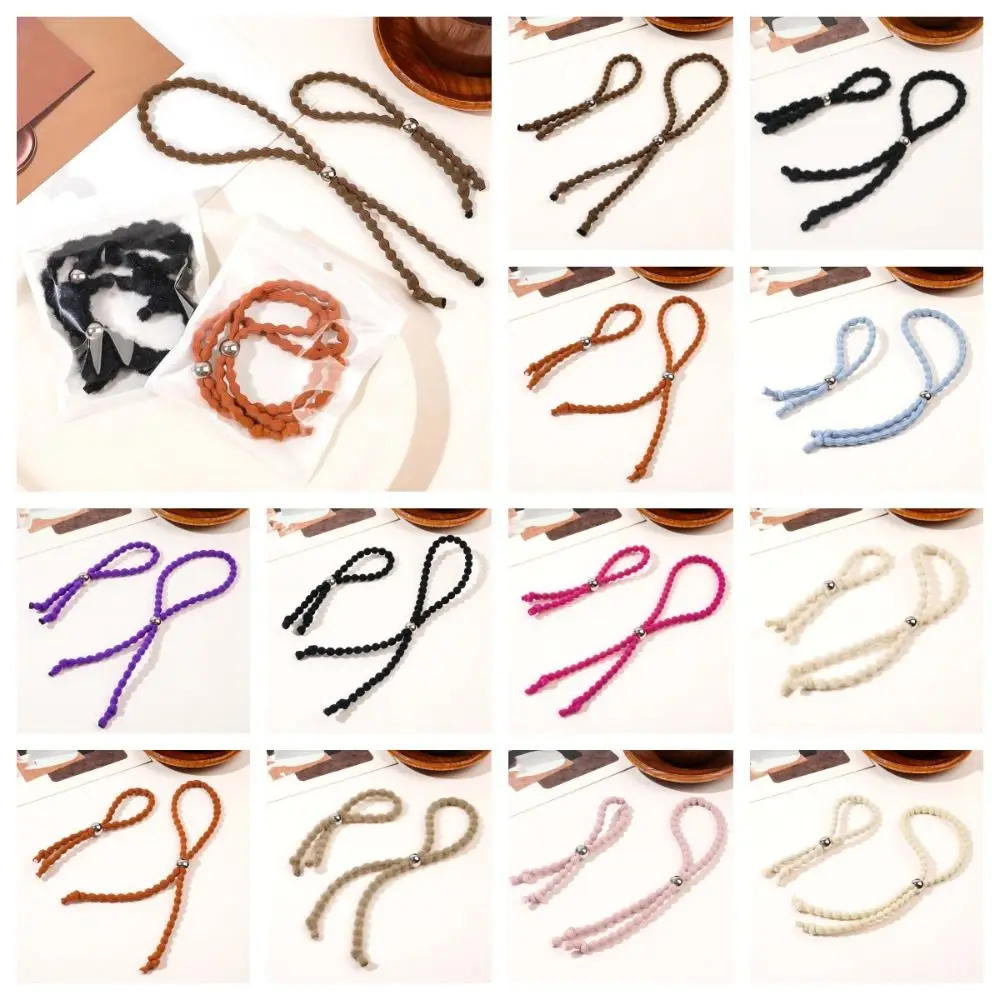 Beads Sliding Elastic Hair Bands Adjustable Lazy Hair Rope Long Lasting Continuous Ponytail Holder Adjustable Thick Hair Ring