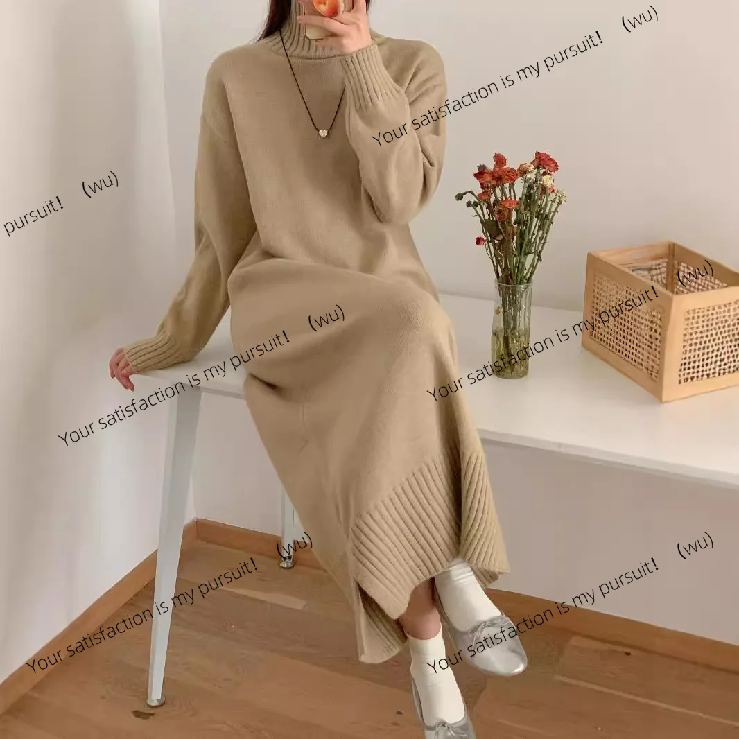 

ZOCI-turtleneck sweater, loose-knit long skirt