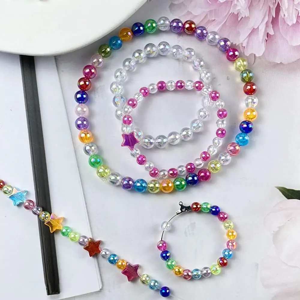 40-200Pcs 4-8mm DIY Crafts Loose Beads  Jewelry Making AB Color Acrylic Transparent Wholesale Round Necklace Bracelet