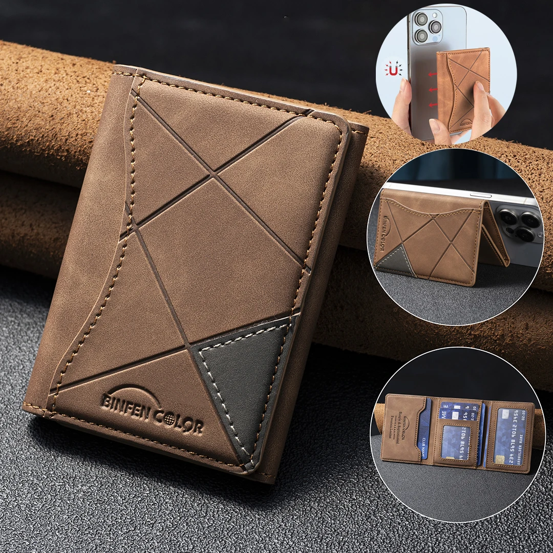 Artificial Leather Credit Card Magnetic Elastic Wallet (5 Card Slot) ID Card Clip Wallet Kickstand Holder for IPhone 17 Pro Sle