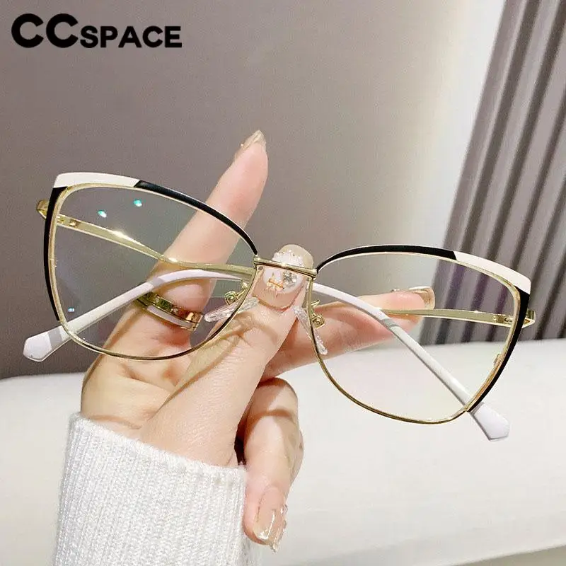 R57481 modne metalowe kocie oko okulary blokujące niebieskie światło ramka stylowe biznesowe okulary do starczowzroczności konfigurowalny korekcja