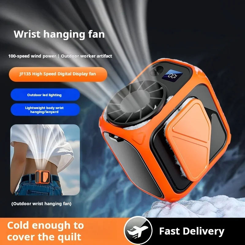 New Portable Outdoor USB Waist Fan High-Speed Cooling Neck Fan 100 Levels Adjustable Handheld Fan for Travel