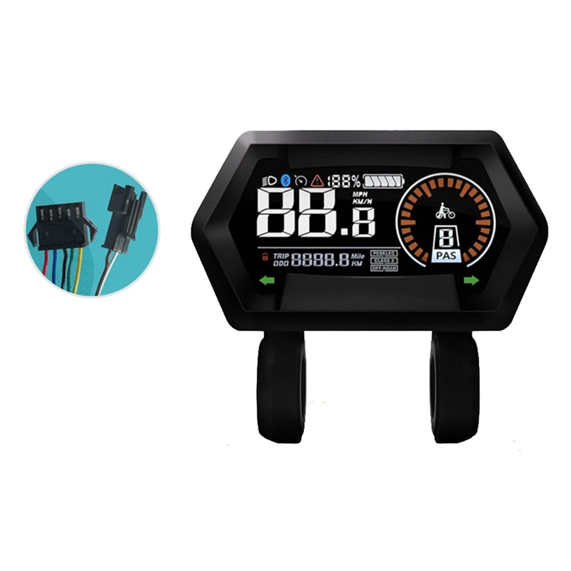 

M9 электрический велосипед ЖК-дисплей 24 В-72 В электрический скутер ЖК-измеритель цвета для снегохода ЖК-спидометр SM5 + 2PIN