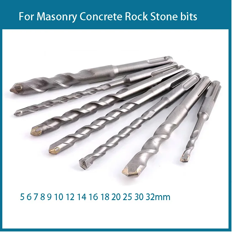 

1Pcs 5 6 7 8 9 10 12 14 16 18 20 25 30 32mm Electric Hammer Drill Bit Tungsten Steel Alloy for Masonry Concrete Rock Stone bits