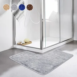 L-shaped Corner Bathroom Mat, Cobblestone Non-slip Toilet Mat, Machine Washable Soft Absorbent Floor Mat Bath Corner Shower Mat