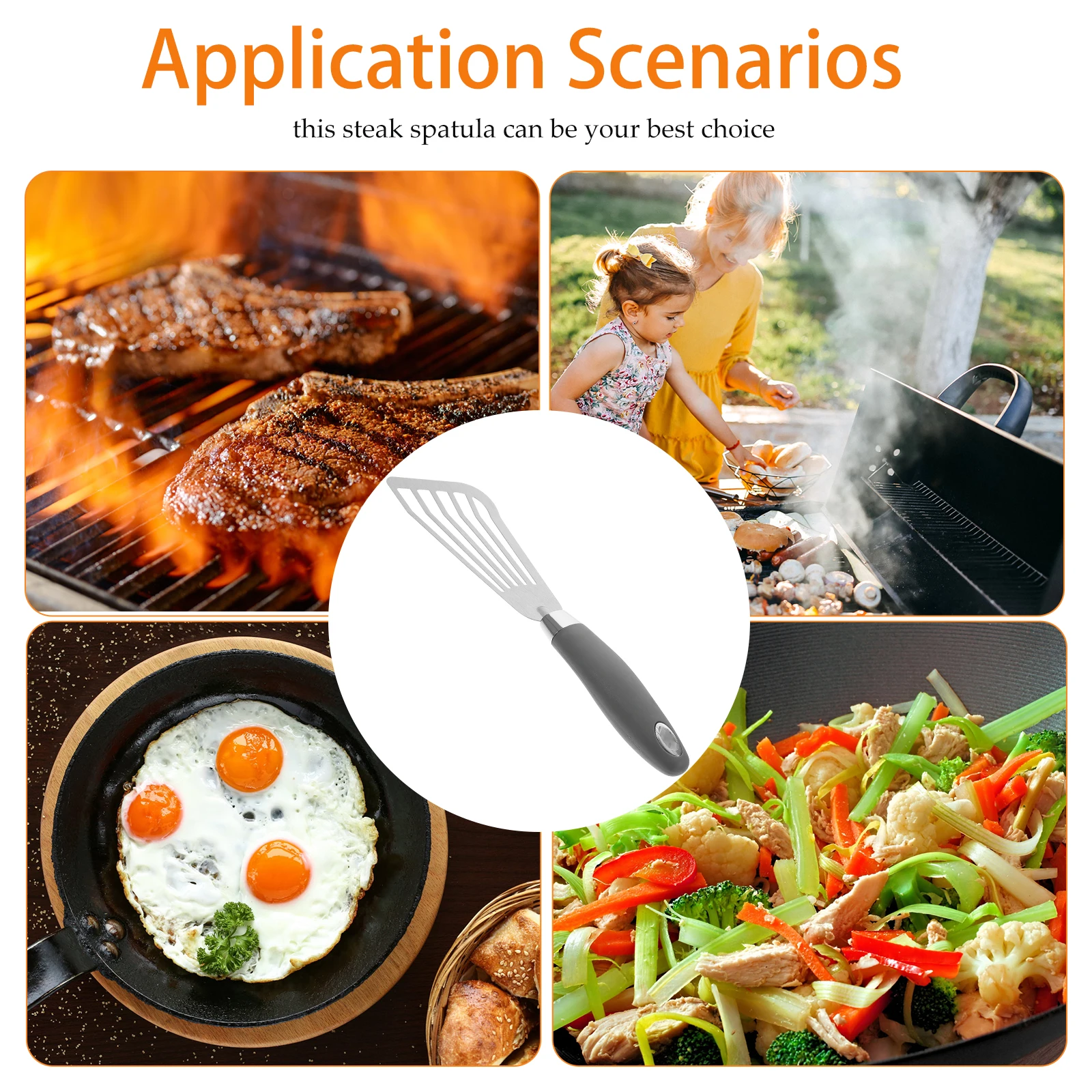 

Stainless Steel Fish Spatula Slotted Turners For Steak Grilling Kitchen Gadgets Metal Cooking Utensils Thin Durable Easy