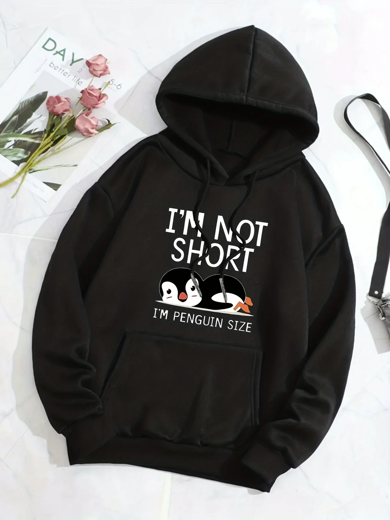 

Funny Cute Penguin Print Hoodie, Casual Long Sleeve Drawstring Hoodies Sweatshirt Autumn Unisex Clothing Men Women Tops