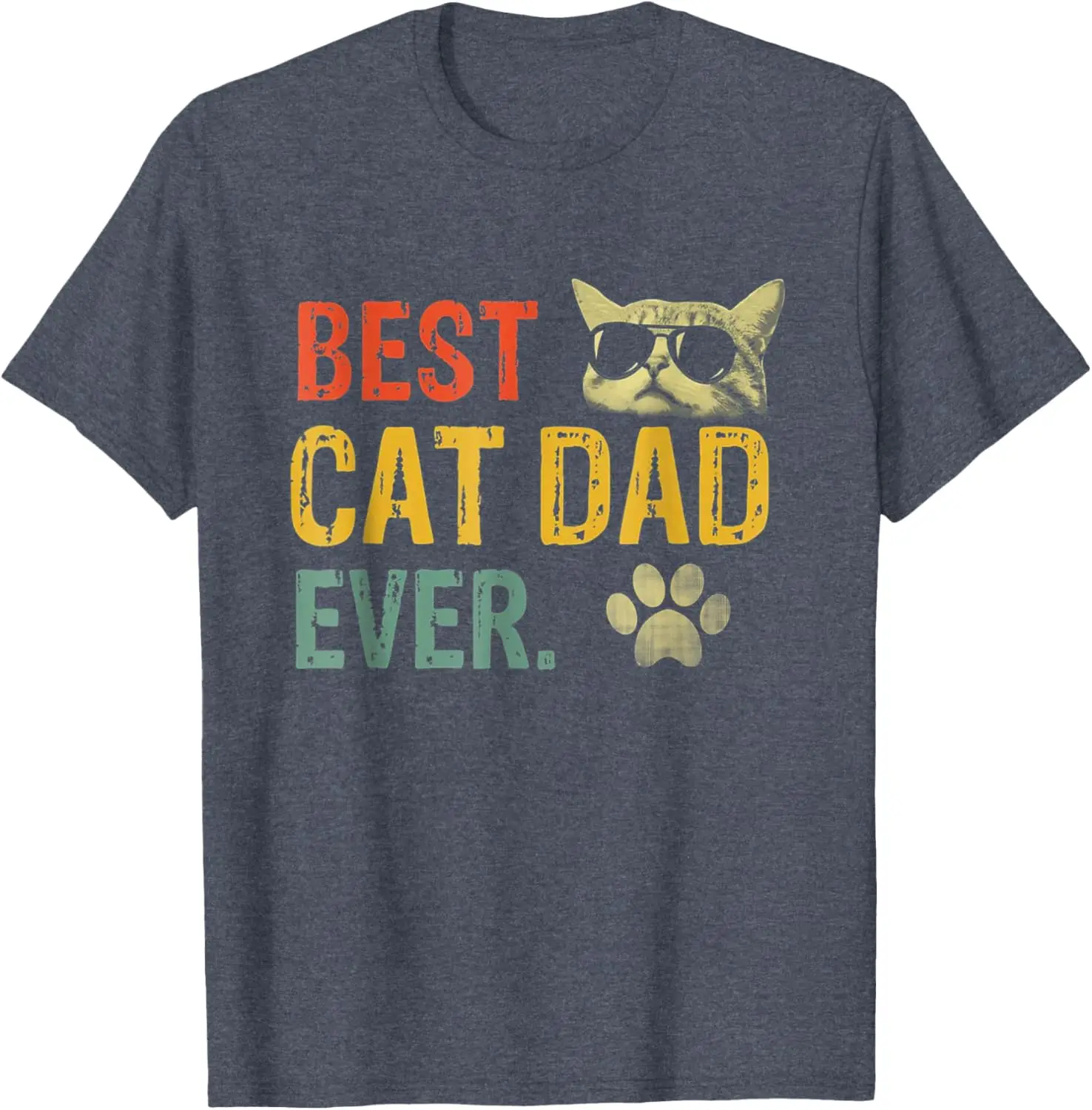 Vintage Best Cat Dad Ever T-Shirt Cat Daddy Gift T-Shirt