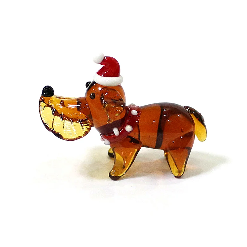 Kerstdecoratie Schattig Glas Dier Hond Miniatuur Beeldje Handgemaakte Puppy Ornamenten Home Desktop Decoratie Kerst Nieuwjaar Cadeau voor Kinderen