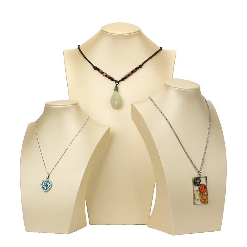 Brushed Leather Necklace Shelf Jewelry Display Table High-end Portrait Neck Model Jewelry Display Props